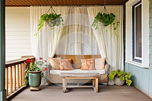 rustic cottage porch with ivy drapes