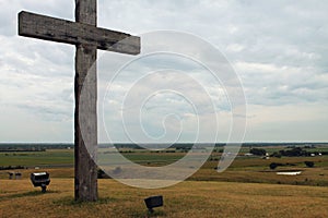 Rustic cross near fields midwest Nebraska