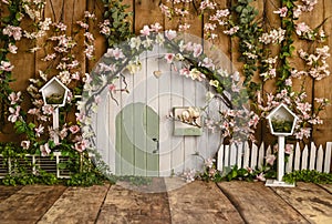 Rustic cute house and pinky flowers custom made sett up photo