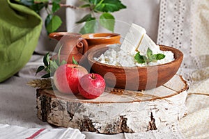 Rustic dairy products still life