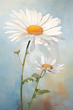 Rustic Daisies: A Delicate Display of White and Yellow Against a