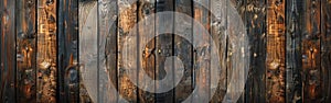 Rustic Dark Wooden Texture - Vintage Brown Grunge Timber Wall, Floor, or Table Background Banner