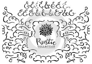 Rustic decorative curls, swirls and ampersands collection.