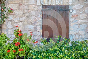 Rustic details on an old stone farmhouse in Provence.