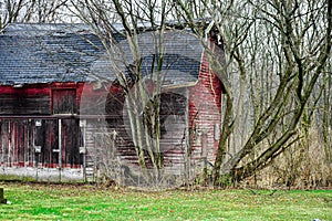 Rustic Dilapidated Falling Apart Red Barn