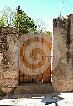 Rustic door in an ancient house and town