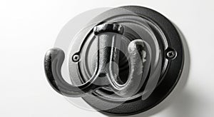 Rustic double hook mounted on a white wall