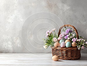 Rustic Easter basket on table