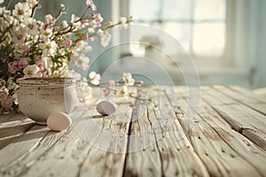 Rustic Easter Table Setting with Spring Flowers