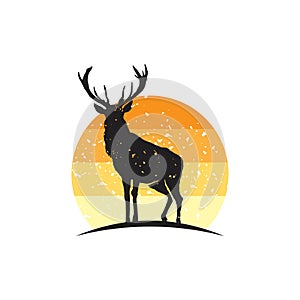 Rustic Elk silhouette Logo Inspiration