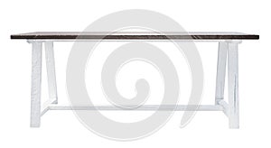 Rustic, empty table isolated on white background with clipping path included. 3D render.