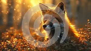 Rustic farm scene fox preys on unsuspecting animals in field