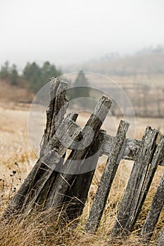 Rustic fence in the countryside