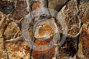 Rustic Fieldstone Wall with Mortar Joints