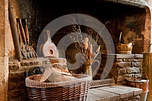 Rustic fireplace
