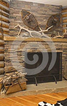 Rustic fireplace