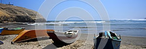 Rustic fishing boast in the coast of Lima Peru