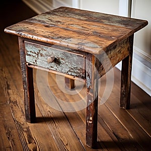 Rustic Flannel End Table With Vintage Charm