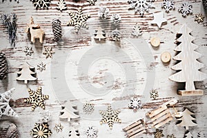 Rustic Flat Lay With Christmas Decoration, Copy Space