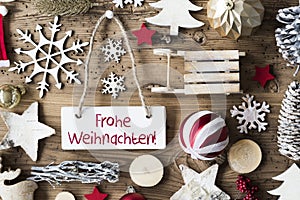 Rustic Flat Lay, Frohe Weihnachten Means Merry Christmas