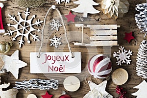 Rustic Flat Lay, Joyeux Noel Means Merry Christmas