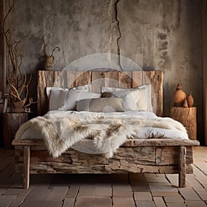 Rustic Fleece Bed: Vintage Charm With Naturalistic Danish Design