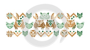 Rustic Folk Art Forest Animals Pattern, vector design Generative AI