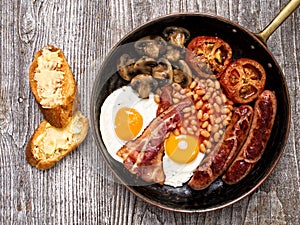 Rustic full english breakfast