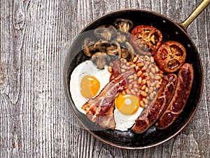 Rustic full english breakfast