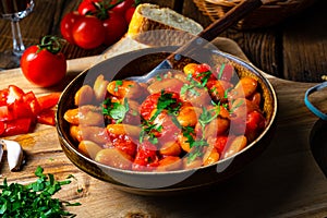 Rustic giant beans with fresh tomato sauce