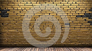 rustic gold brick wall with graffiti ai generated