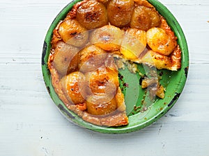 Rustic golden apple tarte tatin