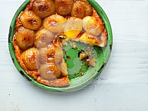 Rustic golden apple tarte tatin