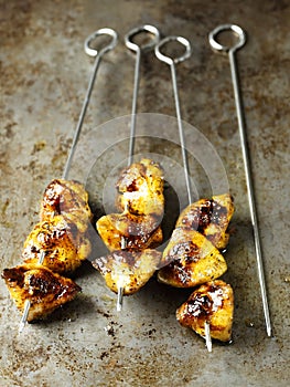 Rustic golden barbecued chicken tail