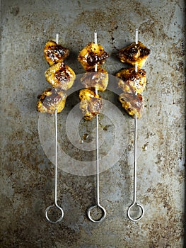 Rustic golden barbecued chicken tail