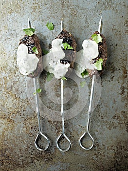 Rustic greek middle eastern lamb kofta