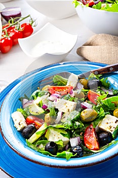 Rustic Greek salad with sheep`s cheese