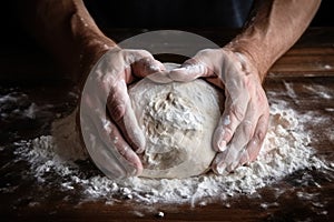 Rustic Hands Forming Dough in Scientific Graphy AI Generated