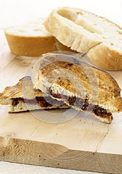 Rustic hazelnut spread sandwich