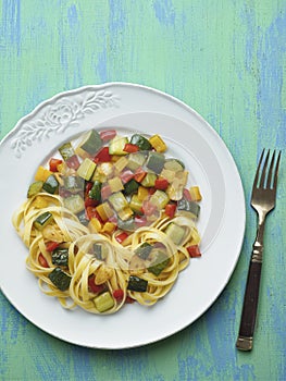 Rustic healthy italian pasta primavera