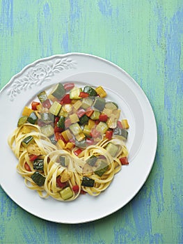 Rustic healthy italian pasta primavera