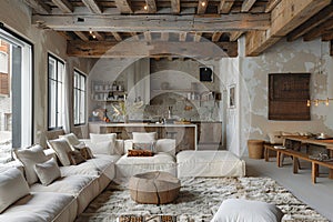 Rustic home interior design , modern living room