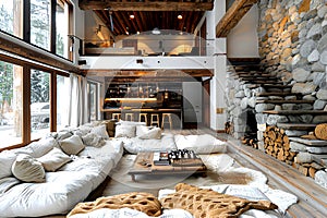 Rustic home interior design , modern living room