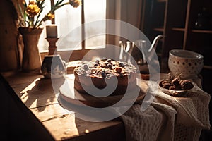 rustic homemade cake with crystallized dried fruits