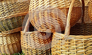 rustic household baskets close up