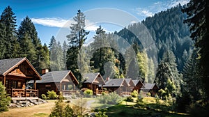 rustic houses in a row