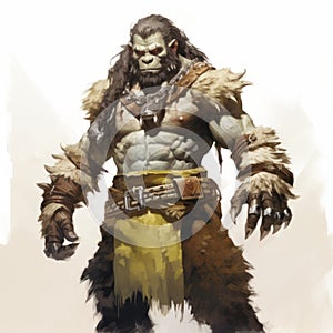 Rustic Illustration Of An Ogre In World Of Warcraft