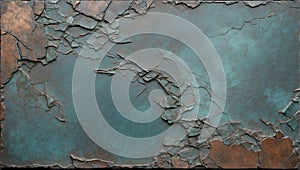 Rustic Infusion: Verdigris Patina Slate Elegance. AI generate