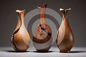 Rustic Interior wood dark vase. Generate Ai