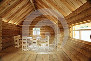 Rustic interior wooden house